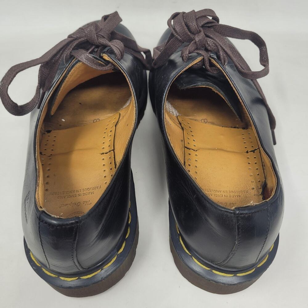 Vintage Dr. Martens Shoes Womens 10 Black Leather England Lace Up Oxfords 1461 - Picture 12 of 13